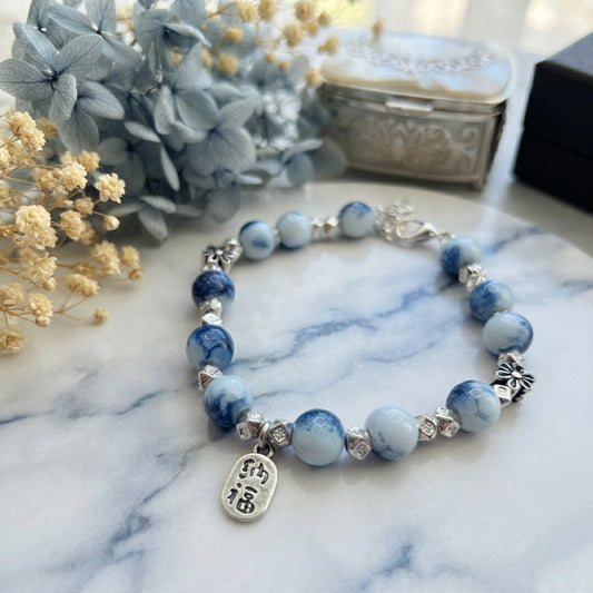 GalaxGrace Lucky Blue And White Porcelain Bracelet Best Gift