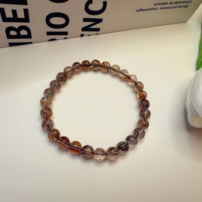 Mica Hair Black Gold Super Seven Crystal Bracelet 6mm Thin - GalaxGrace Bestgift
