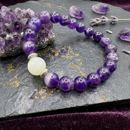 GalaxGrace Natural Amethyst Moonstone Bracelet Best Gift