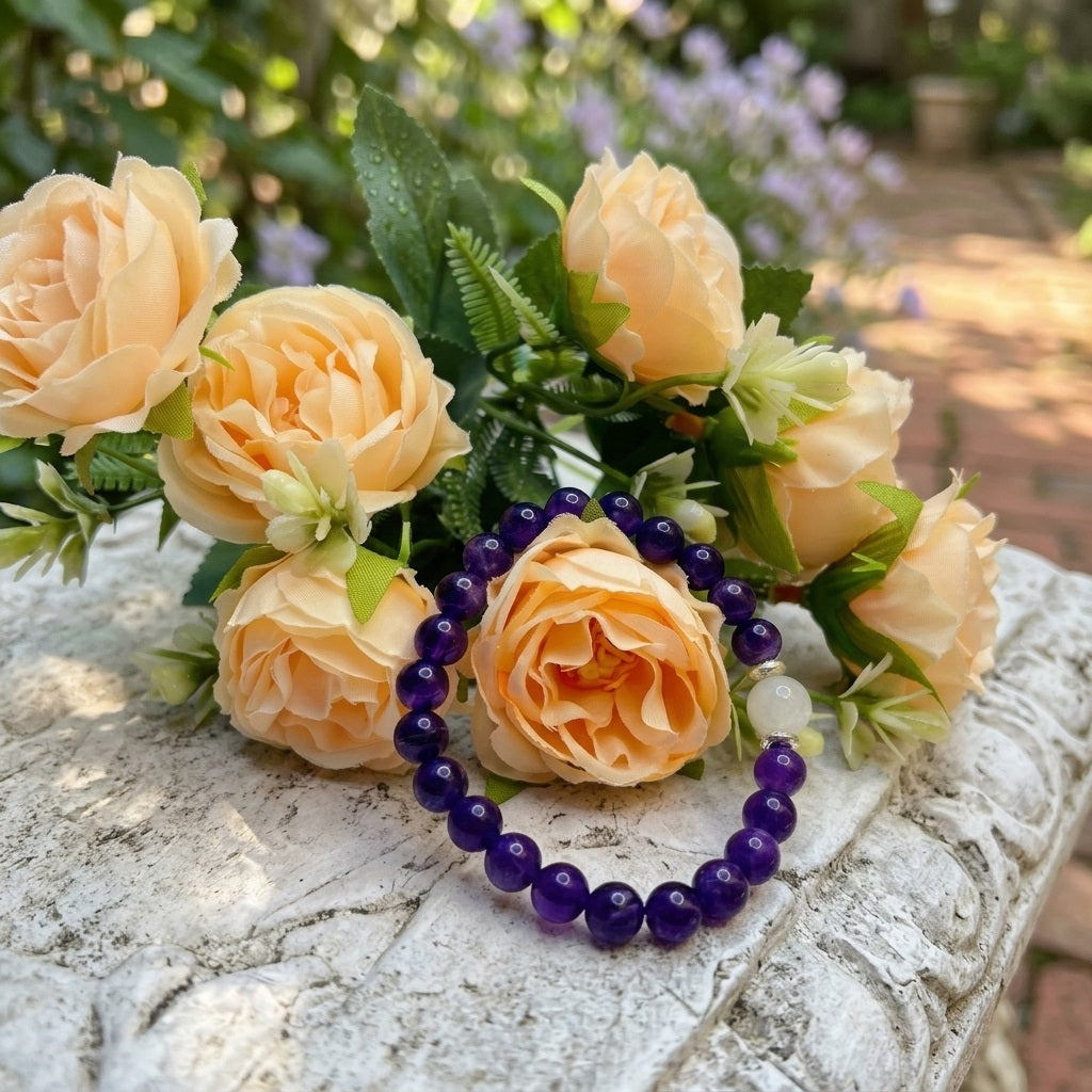 GalaxGrace Natural Amethyst Moonstone Bracelet Best Gift 2