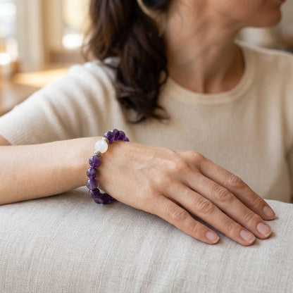 GalaxGrace Natural Amethyst Moonstone Bracelet Best Gift 5