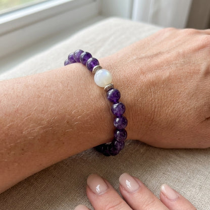 GalaxGrace Natural Amethyst Moonstone Bracelet Best Gift 6