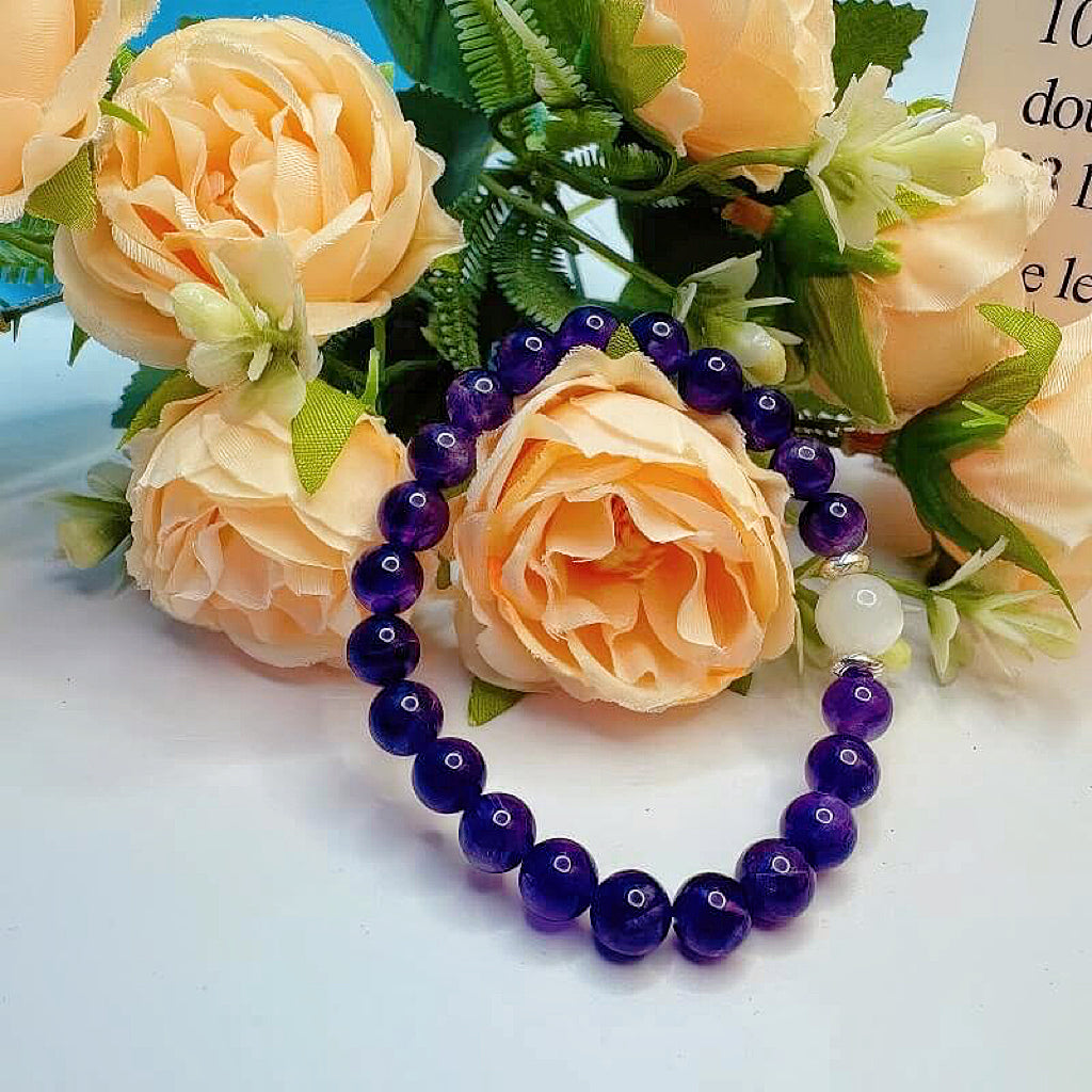 GalaxGrace Natural Amethyst Moonstone Bracelet