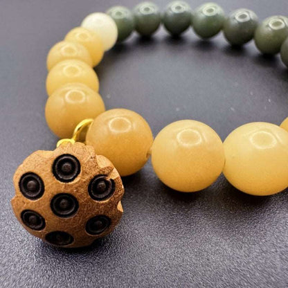 Natural Bodhi Root Gradient Color Bracelet Peach Wood Lotus Pendant - GalaxGrace Bestgift