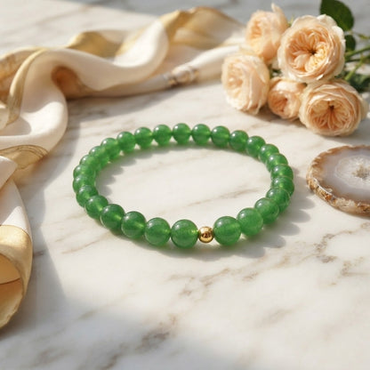 GalaxGrace Natural Chalcedony Green Crystal Bracelet Best Gift