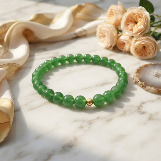 GalaxGrace Natural Chalcedony Green Crystal Bracelet Best Gift