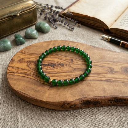 GalaxGrace Natural Chalcedony Green Crystal Bracelet Best Gift 3