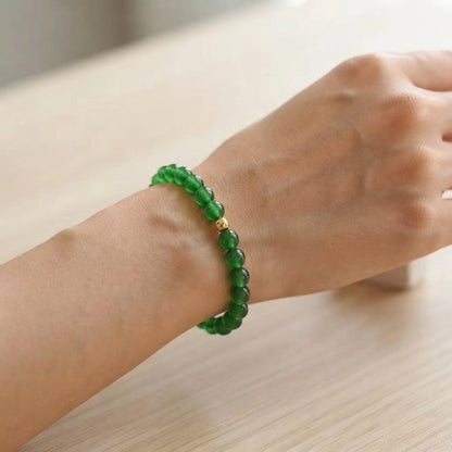 GalaxGrace Natural Chalcedony Green Crystal Bracelet Best Gift 7