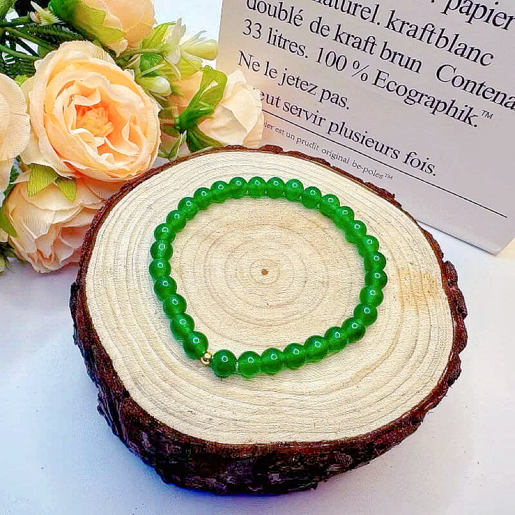 GalaxGrace Natural Chalcedony Green Crystal Bracelet