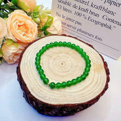 GalaxGrace Natural Chalcedony Green Crystal Bracelet