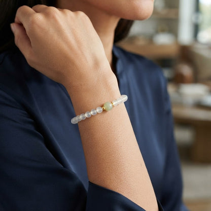 GalaxGrace Natural Hetian Jade White Agate Bracelet Best Gift 3