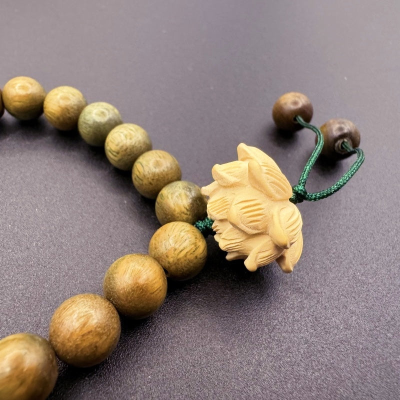 GalaxGrace Chinese Style Natural Lotus Green Sandalwood Bracelet Bestgift