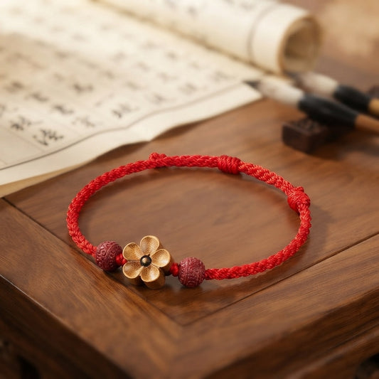 GalaxGrace Natural Mahogany Red String Bracelet Zodiac Year Best Gift 1