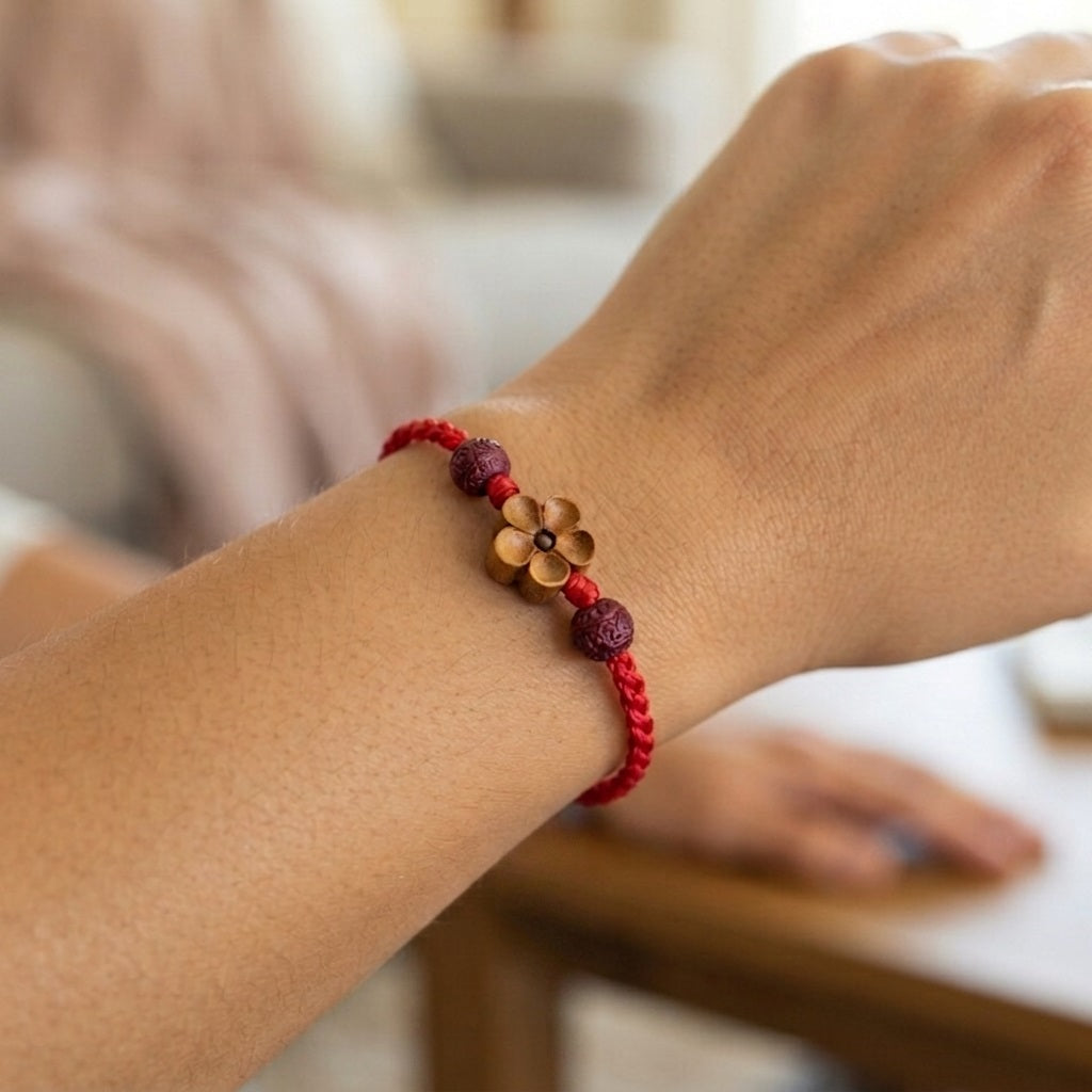 GalaxGrace Natural Mahogany Red String Bracelet Zodiac Year Best Gift 4