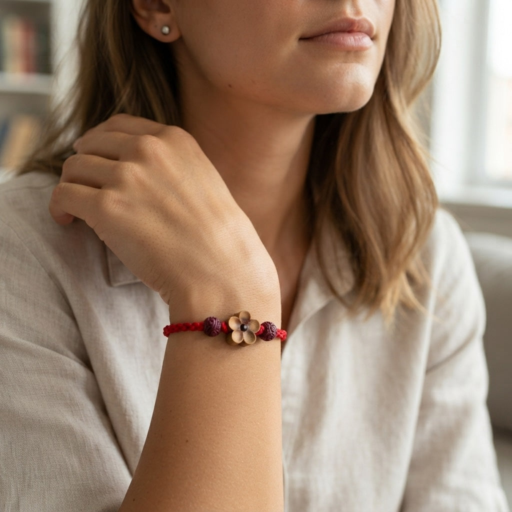 GalaxGrace Natural Mahogany Red String Bracelet Zodiac Year Best Gift 6