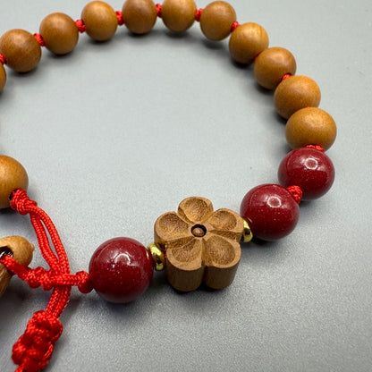 GalaxGrace Natural Peach Wood Lotus Pendant Peach Blossom Bracelet Best Gift 4