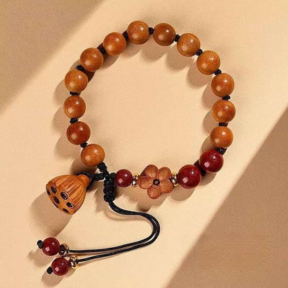 Natural Peach Wood Lotus Pendant Peach Blossom Bracelet Best Gift