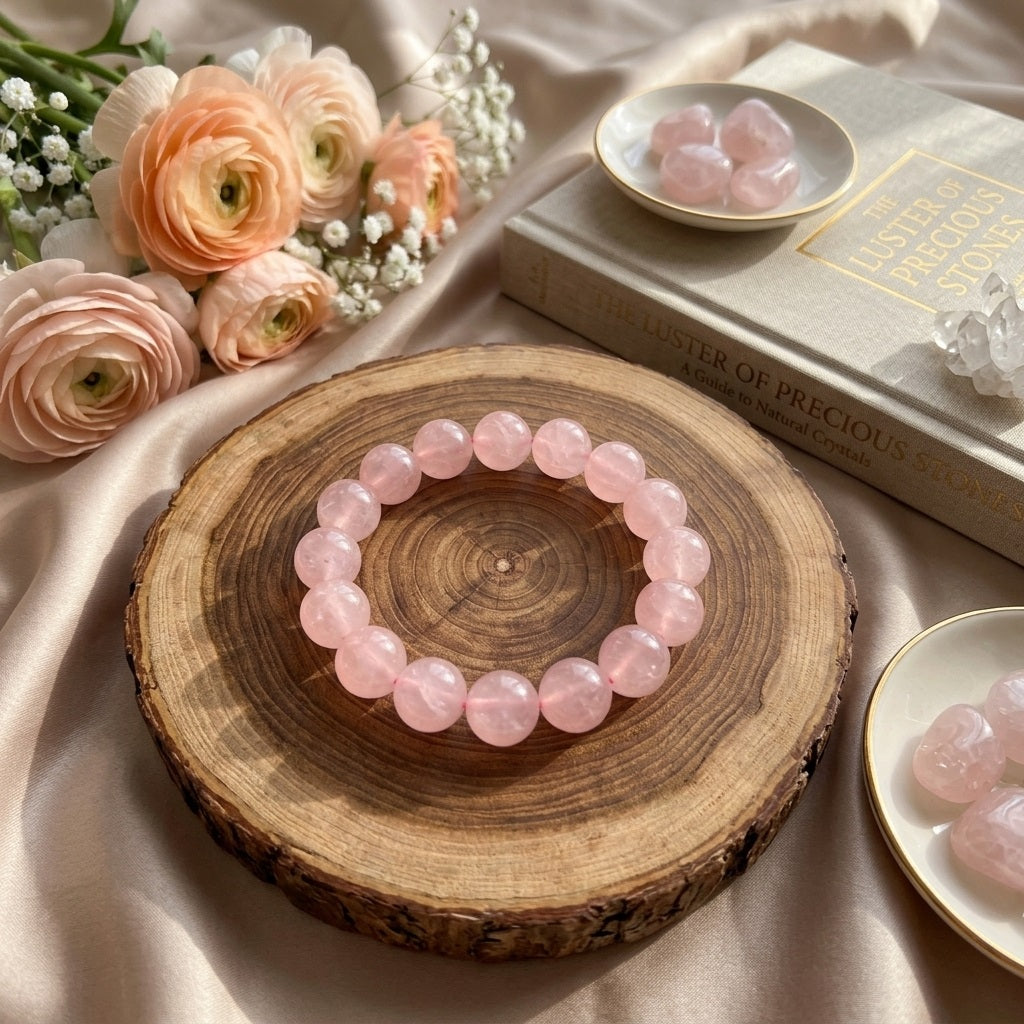 GalaxGrace Natural Pink Crystal Girly Heart Bracelet Best Gift 1