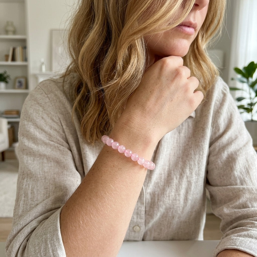 GalaxGrace Natural Pink Crystal Girly Heart Bracelet Best Gift 3