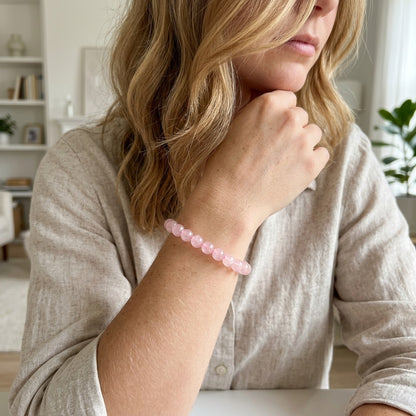 GalaxGrace Natural Pink Crystal Girly Heart Bracelet Best Gift 3