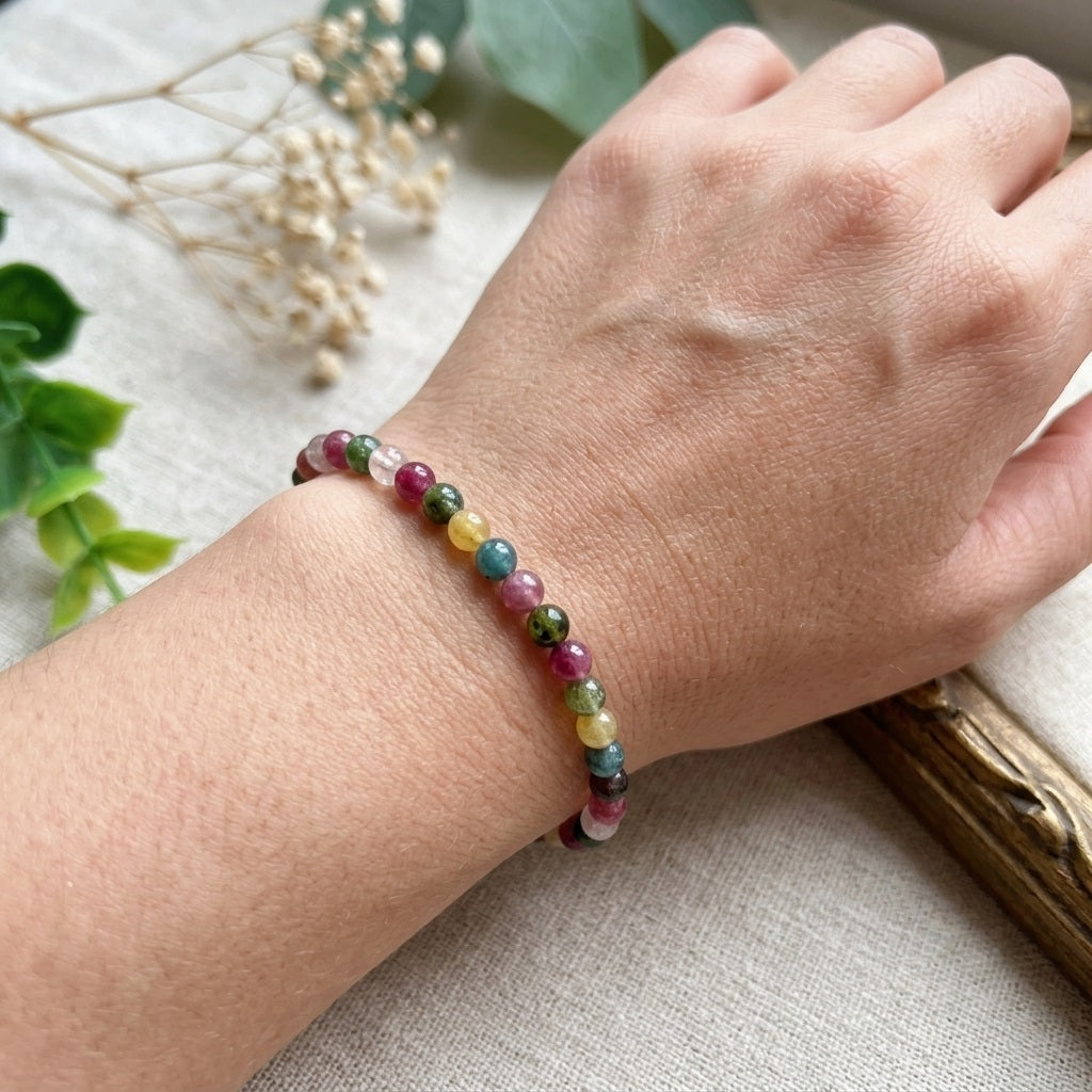 GalaxGrace Natural Rainbow Tourmaline Bracelet Extremely Thin Best Gift 6