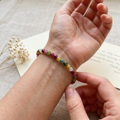 GalaxGrace Natural Rainbow Tourmaline Bracelet Extremely Thin Best Gift 7