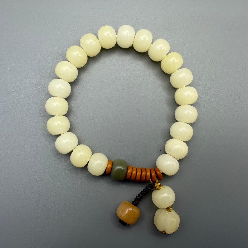 GalaxGrace Natural White Jade Bodhi Root Bracelet Best Gift 4