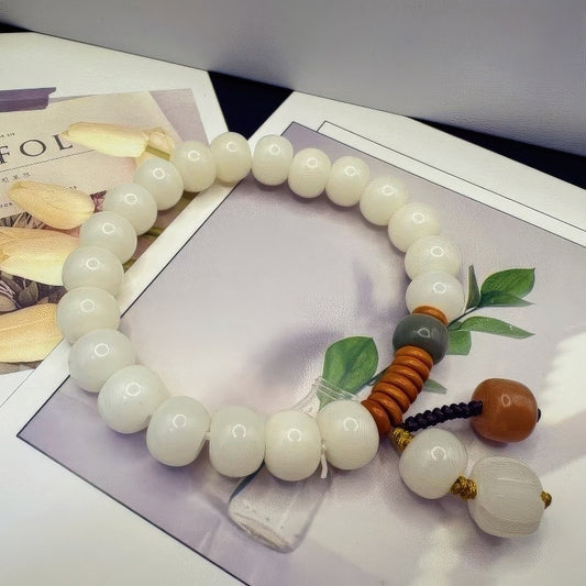 GalaxGrace Natural White Jade Bodhi Root Bracelet Best Gift 1