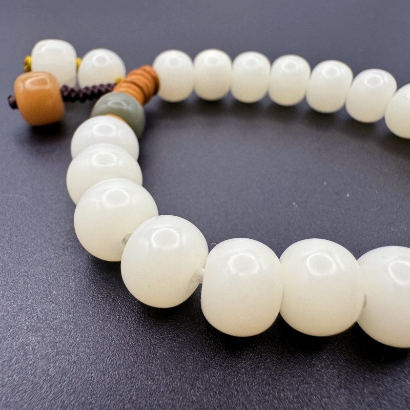 GalaxGrace Natural White Jade Bodhi Root Bracelet Best Gift 3