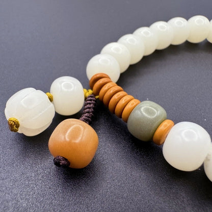 GalaxGrace Natural White Jade Bodhi Root Bracelet Best Gift 4