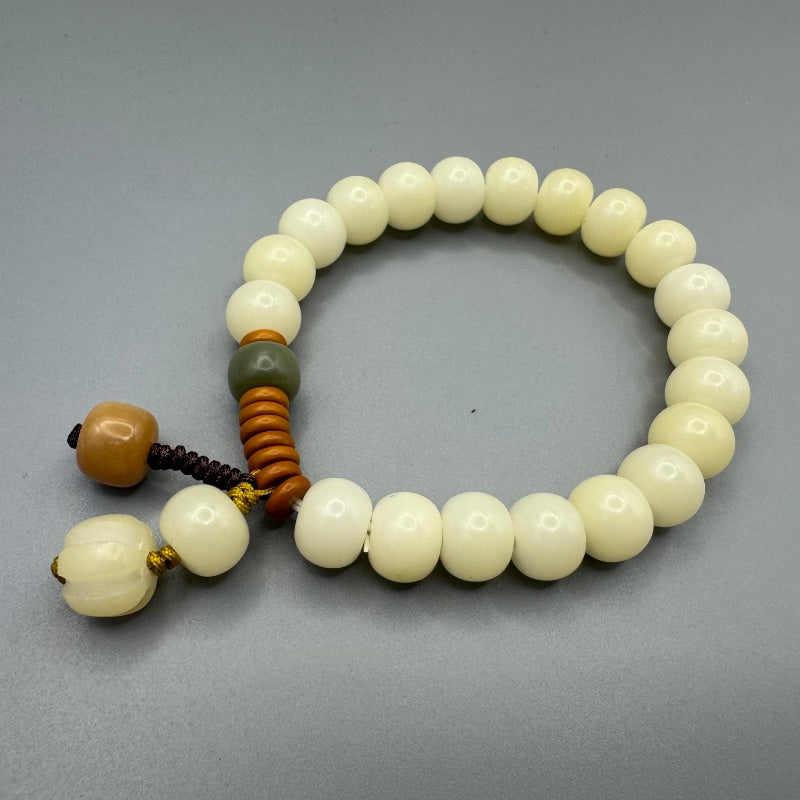 GalaxGrace Natural White Jade Bodhi Root Bracelet Best Gift 5