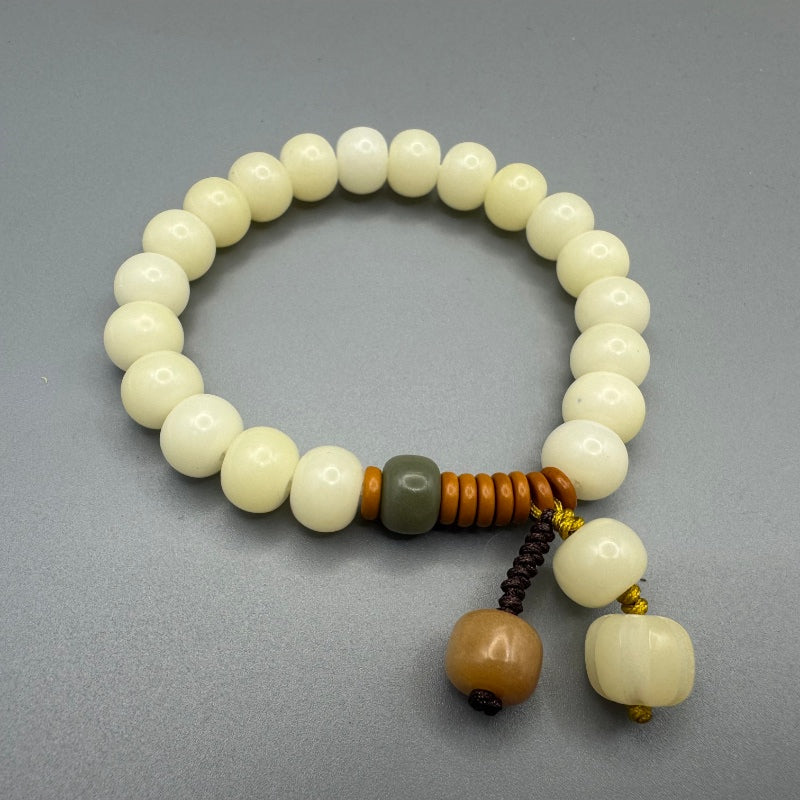 GalaxGrace Natural White Jade Bodhi Root Bracelet Best Gift 6