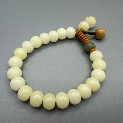GalaxGrace Natural White Jade Bodhi Root Bracelet Best Gift 7
