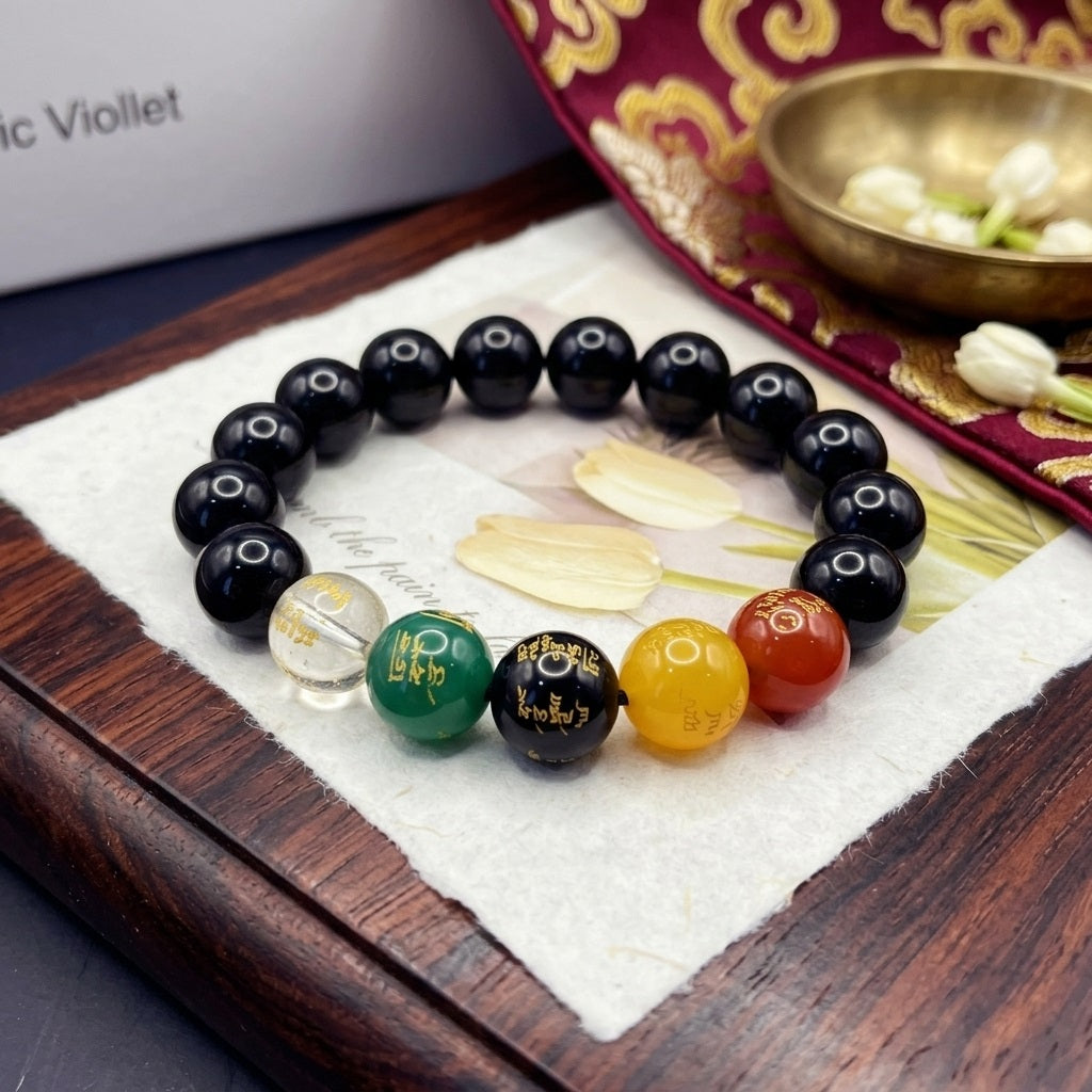 GalaxGrace Obsidian Five-way God Of Wealth Bracelet Zodiac Year Best Gift 