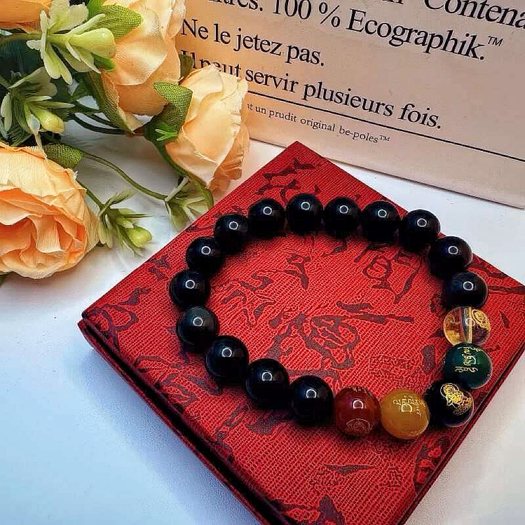 GalaxGrace Obsidian Five-way God Of Wealth Bracelet Zodiac Year