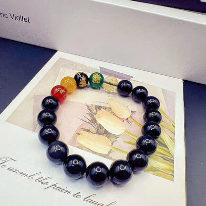 GalaxGrace Obsidian Five-way God Of Wealth Bracelet Zodiac Year