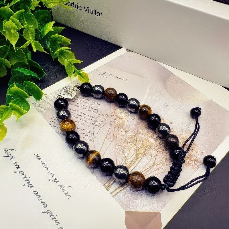 GalaxGrace Obsidian Tiger Eye Stone Compass Creative Bracelet Best Gift 3