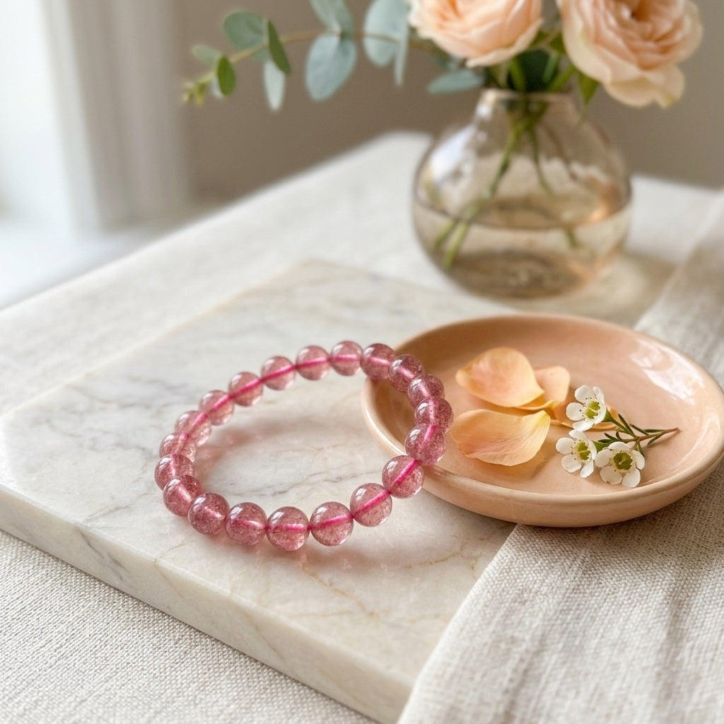 GalaxGrace Pigeon Blood Red Ice Strawberry Crystal Bracelet 6mm Thin Best Gift 1