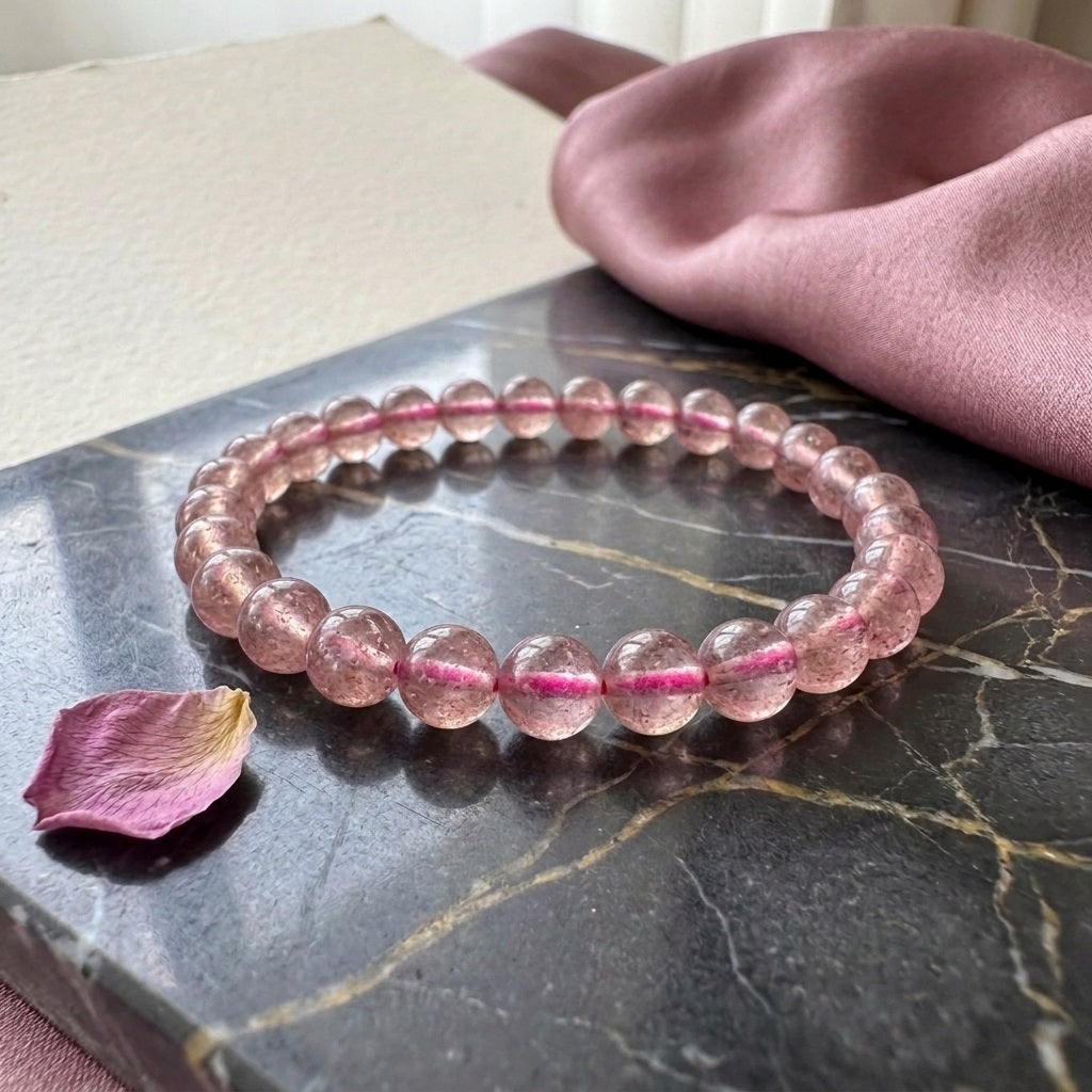 GalaxGrace Pigeon Blood Red Ice Strawberry Crystal Bracelet 6mm Thin Best Gift 2