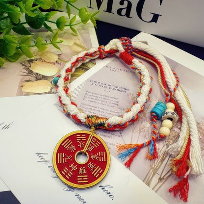 GalaxGrace Retro Mountain Ghost Coin Braided Bracelet Best Gift