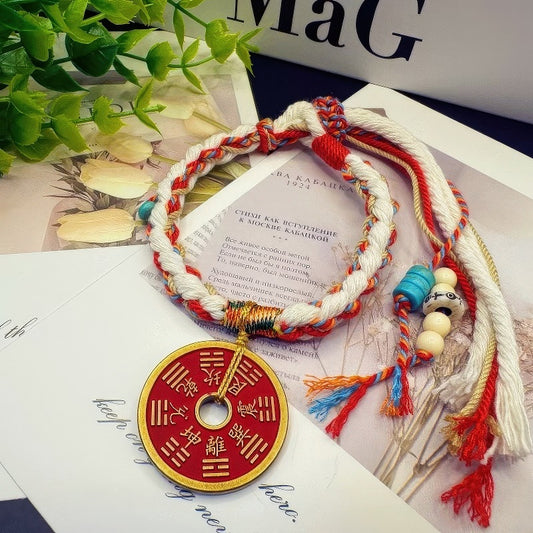 GalaxGrace Retro Mountain Ghost Coin Braided Bracelet Best Gift