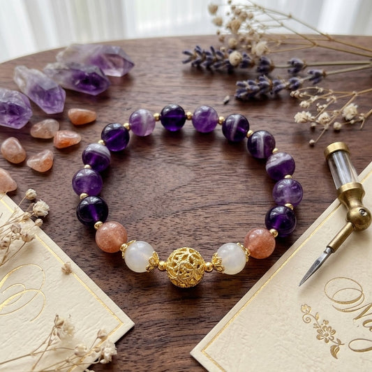 GalaxGrace Simple Elegant Natural Amethyst Fortune Bracelet Best Gift