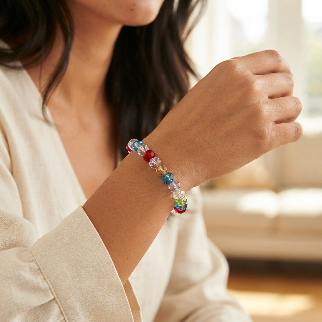 GalaxGrace Simple Stylish Rainbow Beaded Bracelet Best Gift 4