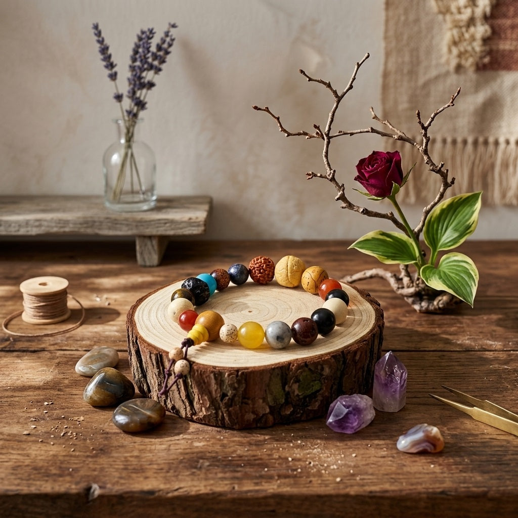 GalaxGrace Star and Moon Bodhi Root Incense Ash Glass Eighteen Seeds Bracelet Best Gift 1
