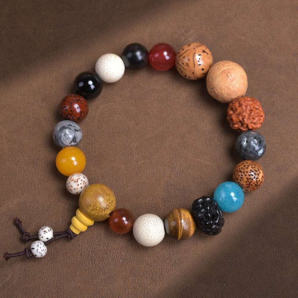 Star and Moon Bodhi Root Incense Ash Glass Eighteen Seeds Bracelet - GalaxGrace Bestgift