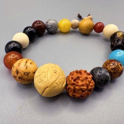 Star and Moon Bodhi Root Incense Ash Glass Eighteen Seeds Bracelet - GalaxGrace Bestgift