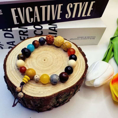 Star and Moon Bodhi Root Incense Ash Glass Eighteen Seeds Bracelet - GalaxGrace Bestgift