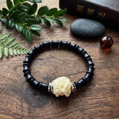GalaxGrace Steady Rise Dancing Lion Black Sandalwood Bracelets Best Gift