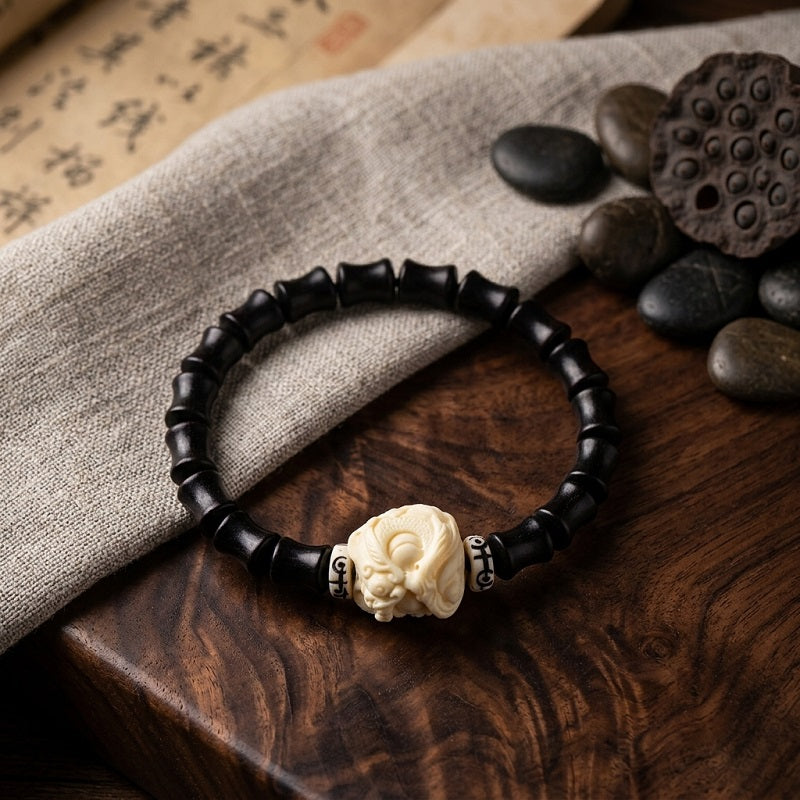 GalaxGrace Steady Rise Dancing Lion Black Sandalwood Bracelets Best Gift 2