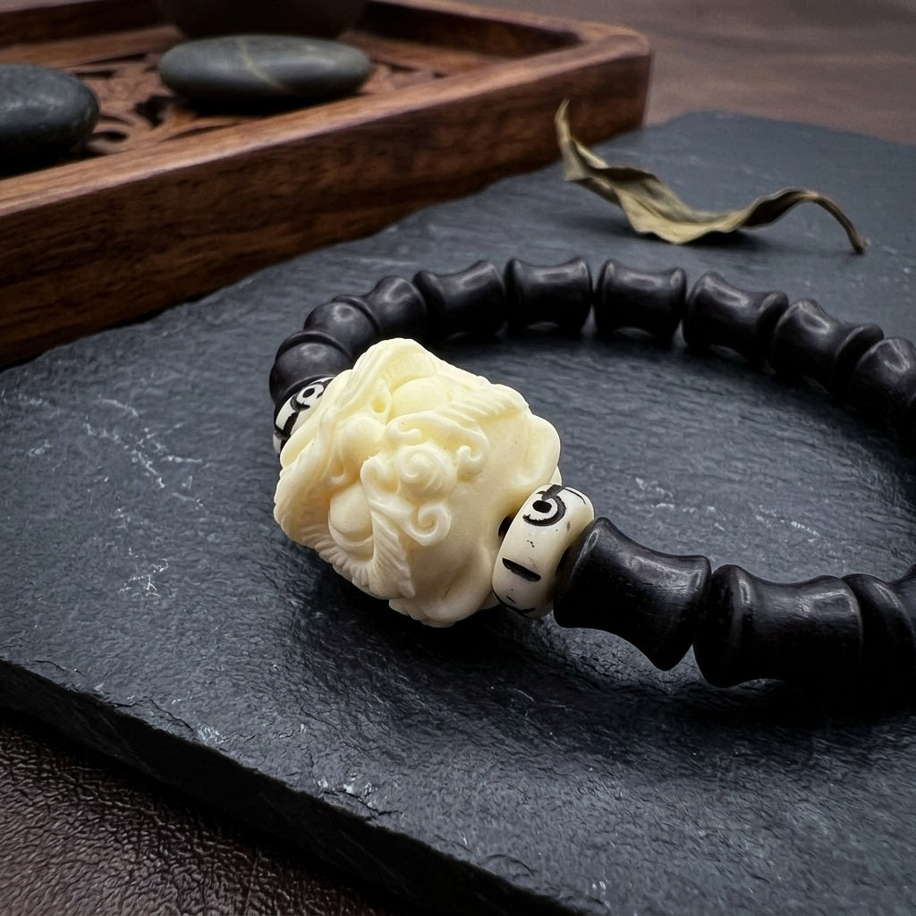 GalaxGrace Steady Rise Dancing Lion Black Sandalwood Bracelets Best Gift 3